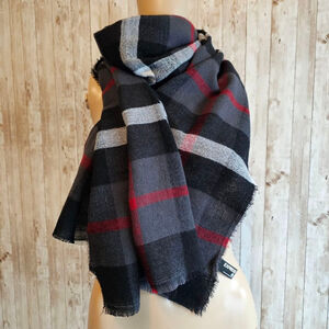Men's Express Scarf, Gray & Black Plaid
